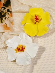 2pcs/Set Bohemian Style Hibiscus Flower Decorative Hair Clips & Hair Accessories, Sweet Beach Resort Style Claw Clips Hair Claws Hair Barrettes, School Stuff, Hairpin - Multicolor - View 4