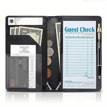 DOMUUH 1 Stück Server Notizbuch, Reißverschluss Server Geldbörse, süßer Server Organizer mit Münztasche, Server Schürze Zubehör, Menühalter, Hotel Server Menü Set, geeignet für Hotel, Restaurant, Café, Geschäftshotel Rechnungsmappe, Hotel-Essentials, Schulbedarf, Schulanfang