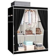 1pc Large Capacity Portable Wardrobe Closet, Easy Assembly Cloth Storage Cabinet For Home, Rental House, Dorm Bedroom, 65" Portable Closet Wardrobe Clothes Rack Storage Organizer,Portable Closet Storage Organizer Clothes Wardrobe Dustproof Non-Woven Fabric8-Drawer Dresser For Bedroom – Fabric Storage Drawers For Clothes, Organizer With Wooden Top, Steel Frame, Gold Handles, Leather Finish, Gray Storage Cabinet For Closet, Entryway, Living Room, Nursery, Dorm