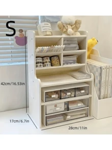 多层桌面储物架 - PVC泡沫板材料杂物收纳架，用于数据线、笔、家居收纳，适用于桌面、办公室、梳妆台、卧室、家庭、宿舍和学校 - 彩色 - 查看 4