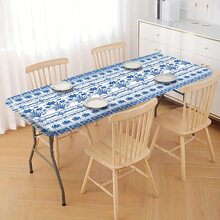 1pc Bohemian Floral Printed Elastic Table Cover, Lightweight And Washable, Suitable For Family Gatherings, Outdoor Decor, Festivals, Indoor/Outdoor Use - Multicolor - View 7