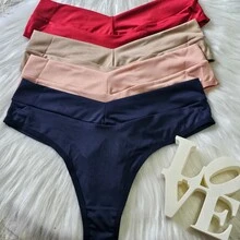 Kit 4 Panties Cos Medium Double Thong Sexy Double G-String Thong Shaping Comfort Women's Lingerie - 彩色 - 查看 3