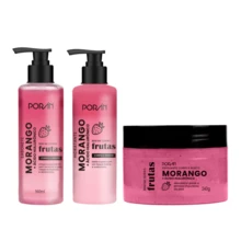 Porán Strawberry Kit Without Body Splash – Soap + Moisturizer + Body Scrub (3 Items) - Strawberry Kit - View 2