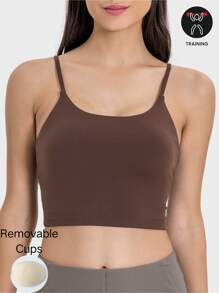 Top Regata Esportivo de Ioga com Gola Redonda e Sem Mangas, Camiseta de Treino