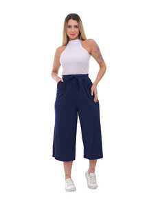 JCORREIA Calça pantalona curta pantacur - Azul Marinho - Visão 1