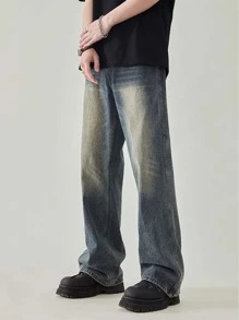 Jeans droits décontractés lâches lavés pour garçons, printemps/été, style américain pour adolescents et jeunes