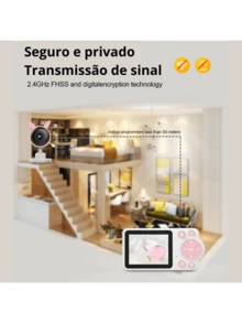 Monitor Baby HD: Visão Noturna + Sensor de Temperatura - Entrada do Brasil (220V) - Visão 5