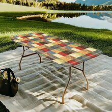 1pc Bohemian Floral Printed Elastic Table Cover, Lightweight And Washable, Suitable For Family Gatherings, Outdoor Decor, Festivals, Indoor/Outdoor Use - Multicolor - View 16