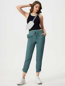 Slim Fit Top,Women's Summer Ribbed Knit Sports Tank Top - Black - View 5