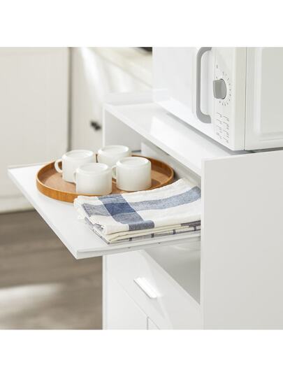 SoBuy FSB09 SCH, Mobile Kitchen Cabinet Microwave Oven Storage Trolley Dining Room On Wheels, Zwart view 8