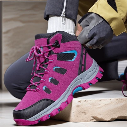 女士户外运动鞋，时尚女士徒步鞋，耐穿、舒适、防滑、透气的高品质户外女式运动鞋，圆头系带，轻便、耐磨、防撞，女士徒步旅行鞋