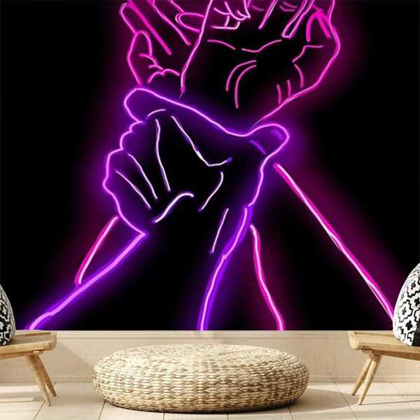 1 peça de tapeçaria de luzes neon rosa, arte de mão, tapeçaria de poliéster, acessórios para pendurar na parede, decoração de sala de estar, quarto, presentes para amigos, decoração de casa para casais, decoração de parede, pôster de arte de parede, decoração de casa, tapeçaria para sala de estar, bandeira de tapeçaria de parede, decoração de quarto