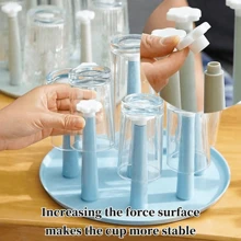 1 Pc 4/9/12 Detachable Pillars Upside-Down Cup Rack With Tray For Countertop, Household Desktop Mug Cup Drying Rack, Drinking Glass Drainer Stand, Glass Storage Holder Bottle Organizer For House Bar Club Party