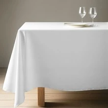 拉绒桌布，白色，适用于婚礼、派对、宴会、装饰用长方形桌布，可选尺寸：179 * 179cm、146 * 276cm、229 * 336cm - 白色 - 查看 3
