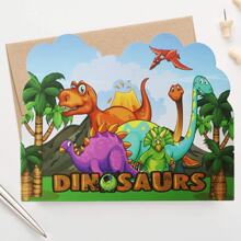 10pcs Dinosaur Theme Birthday Party Invitations, Cartoon Jungle Dinosaur Design Party Invitation Cards, Suitable For Birthday Party, Picnic, Thanksgiving, Family Gathering