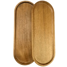 1pc Wooden Tray, Rectangular Food Plate, Cheese Plate, Appetizer Plate, Snack Plate, Kitchen Serving Tray, Dessert And Cake Platter, Suitable For Graduation, Mother's Day, Easter - Wood Color - View 5