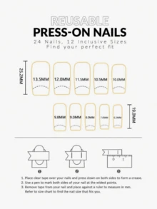 24 片装心形条纹玫瑰美甲贴纸，情人节主题按压式指甲贴美甲用品 - 紅色 - 查看 5