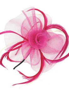 1Pc Fascinators Hats Hair Fascinator Mesh Flower & Feather Ribbon Wrapped Alice Band Wedding Races - Multicolor - View 8