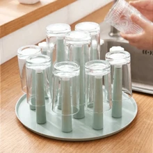 1 Pc 4/9/12 Detachable Pillars Upside-Down Cup Rack With Tray For Countertop, Household Desktop Mug Cup Drying Rack, Drinking Glass Drainer Stand, Glass Storage Holder Bottle Organizer For House Bar Club Party