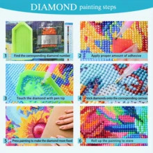 5D DIY Diamond Painting Kit, Mandala Flower Design, Round Acrylic Diamond Embroidery Cross Stitch Art Craft, Suitable For Wall Decoration, Surprise Gift Diamond Painting Diamond Art - Multicolor - View 7