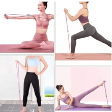 1pc New Upgraded Foam Handle Resistance Band, 38cm/14.96in, Arm Back Shoulder Elastic Fitness Strap For Yoga, Workout, Stretching, Strength Training, Weight Training, Leg, Foot, Arm Exercises, Pink/Purple/Blue - Multicolor - View 13