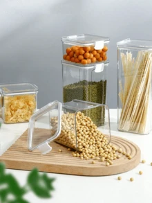 1 Pc Acrylic Grain Container Storage Can, Sealed Food Storage Container, Suitable For Kitchen And Pantry Organization, Grain Storage Container Set - Clear - View 4