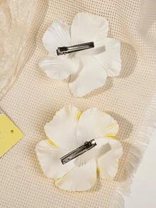 2件套波西米亚芙蓉花甜美海滩度假风侧刘海发夹发饰爪夹发卡，适合上学、头部装饰、发卡，夏季、假日、旅行 - 彩色 - 查看 5