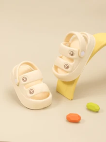 1 par de sandalias de suela blanda para bebé/niño pequeño, con diseño de carita sonriente, unisex, aptas para el agua, ideales para el verano