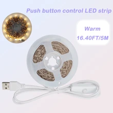 1 Bobina Striscia Luminosa LED 2835 Luce Bianca Calda con Interruttore a Pulsante - Alimentata USB, Bassa Tensione Sicura, Illuminazione Durevole per Fai-da-Te, Camere da Letto, Mobili, Cassettiere e altre Decorazioni