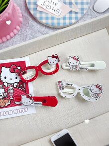 Sanrio 4 Pieces Of Sanrio Hello Kitty Hairpins For Women. These Hair Accessories, With Red And White Styles Paired With The Iconic Bowknot, Are Extremely Girly - Hearted, Meeting Women Consumers' Pursuit Of A Cute Style., Hair Clips Claw Clips Hair Claws Hair Barrettes