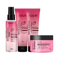 Porán Strawberry Fresh Kit With Body Splash – Soap + Moisturizer + Exfoliant + Body Splash (4 Items) - Type 2 Strawberry+ Body Splash - View 1