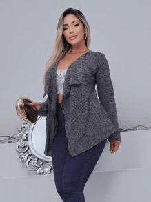 Cardigan Tricot Feminino Kimono Tricô Casaco Bucle Otimo Caimento