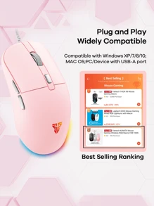 FANTECH فأرة ألعاب سلكية من FANTECH، ذات أزرار ماكرو RGB قابلة للبرمجة 6 بدقة 7200 بكسل في البوصة تصميم مريح لمسك الأظافر، لبداية الألعاب على أنظمة ويندوز، كبل 6 أقدام، حساس بصري دقيق للألعاب، باللون الأسود/الوردي/الأبيض