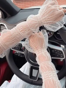 1 Pair Ultra Light Lace Trim Breathable Arm Sleeve Covers, Loose Fit & Versatile For Spring/Summer, Sun Protection - Multicolor - View 1