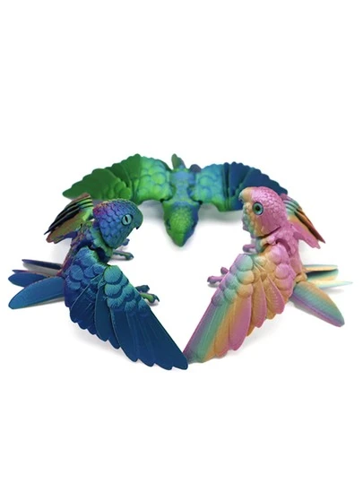 3D Printed Parrot Bird Animal Plush Doll, Flexible Joint Creative Collectible Decor For Home, Office, Car, Ideal Christmas & Halloween Gift