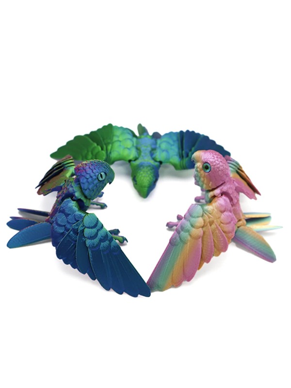 Muñeco de peluche con figura de loro pájaro animal impreso en 3D, con articulaciones flexibles, decoración coleccionable creativa para el hogar, oficina, coche, regalo ideal para Navidad y Halloween