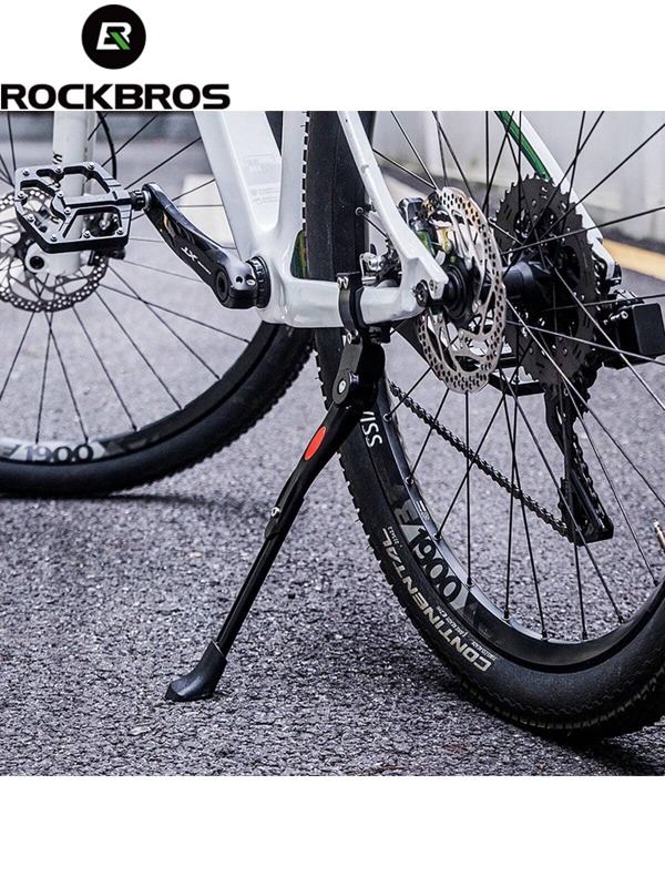 ROCKBROS Pata de cabra para bicicleta - Soporte trasero ajustable de aleación de aluminio para bicicletas de montaña/carretera de 22-28" - Soporte ligero con base antideslizante