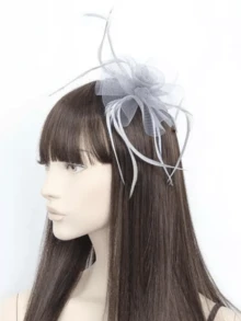 1Pc Fascinators Hats Hair Fascinator Mesh Flower & Feather Ribbon Wrapped Alice Band Wedding Races - Multicolor - View 14