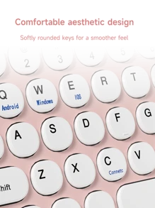 Clavier sans fil ultra-fin, souris sans fil, clavier avec des touches à bordure arrondie élégante, clavier sans fil portable silencieux, compatible avec iOS, Android, Windows, convient aux smartphones, ordinateurs portables, bureautiques, iPads, tablettes, pour usage domestique et de bureau, plusieurs options de couleurs, plug and play, interface Type-C