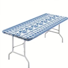 1pc Bohemian Floral Printed Elastic Table Cover, Lightweight And Washable, Suitable For Family Gatherings, Outdoor Decor, Festivals, Indoor/Outdoor Use - Multicolor - View 15