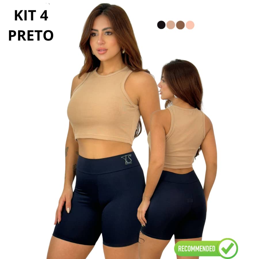 KIT 4 Anágua Cos Alto Duplo Short Segunda Pele Intimo Bermuda Modelador Lingerie Feminina