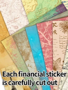 12pcs Vintage European & American Style Map & Newspaper Print Decorative Paper For DIY Scrapbooking - one-size - View 2