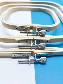 3 Sizes Adjustable Bamboo Square Embroidery Hoop - 5.43in, 6.89in, 8.58in, New Cross Stitch Embroidery Hoops Tool For Handmade DIY Crafts - Apricot - View 4