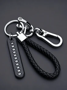 [One Anti-Loss Car Keychain] Anti-Loss Car Keychain With Phone Number Tag - Alloy, Non-Braided Design For Easy Key Retrieval