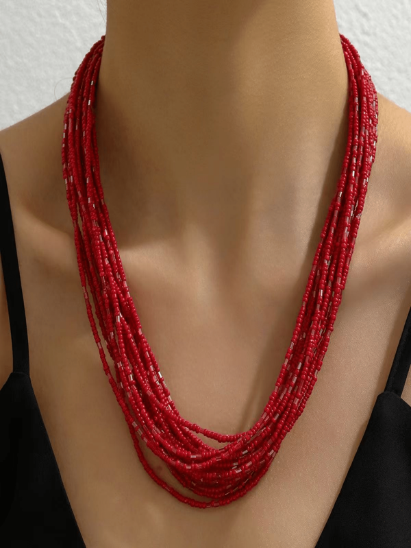 Handmade Beaded Boho Multilayer Pendant Necklace, Fashionable Personalized Necklace For Daily Wear Or Party, Small Gift