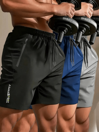 男士休闲字母印花抽绳腰运动短裤