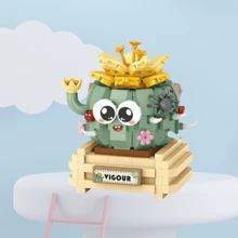 Cute Succulent Plant Pot Set, Terrarium Decoration, Including Blue Ice Lotus, Haworthia, Campanula, Giftware Sculpture, Creative Home DIY Decoration, Suitable For Valentine's Day, Spring Festival, School Opening Gifts, Interesting Blocks
