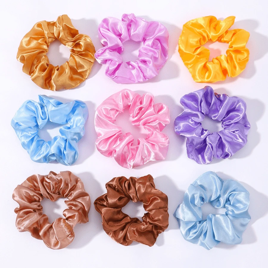 Kit20 Units Satin Scrunchies Elastic Hair Scrunchies - VARIOUS Colors - 20 hitam - View 1