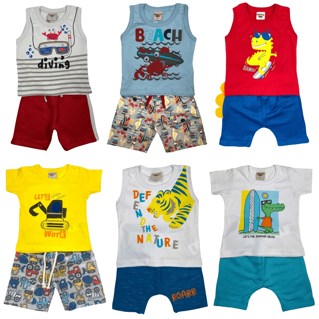 Kit 4 Pieces Of Children's Clothing BOY Or GIRL = 2 Assorted Sets - 藍色 - 查看 1