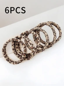 5条高弹力豹纹发圈，女士复古发绳马尾辫发饰发圈马尾辫发绳，橡皮筋，动物纹头饰 - 多色 - 查看 10